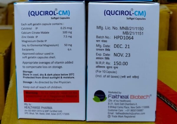 Qucirol - CM Calcitriol, Calcium Citrate Malate, Zinc and Magnesium Oxide Softgel Capsules